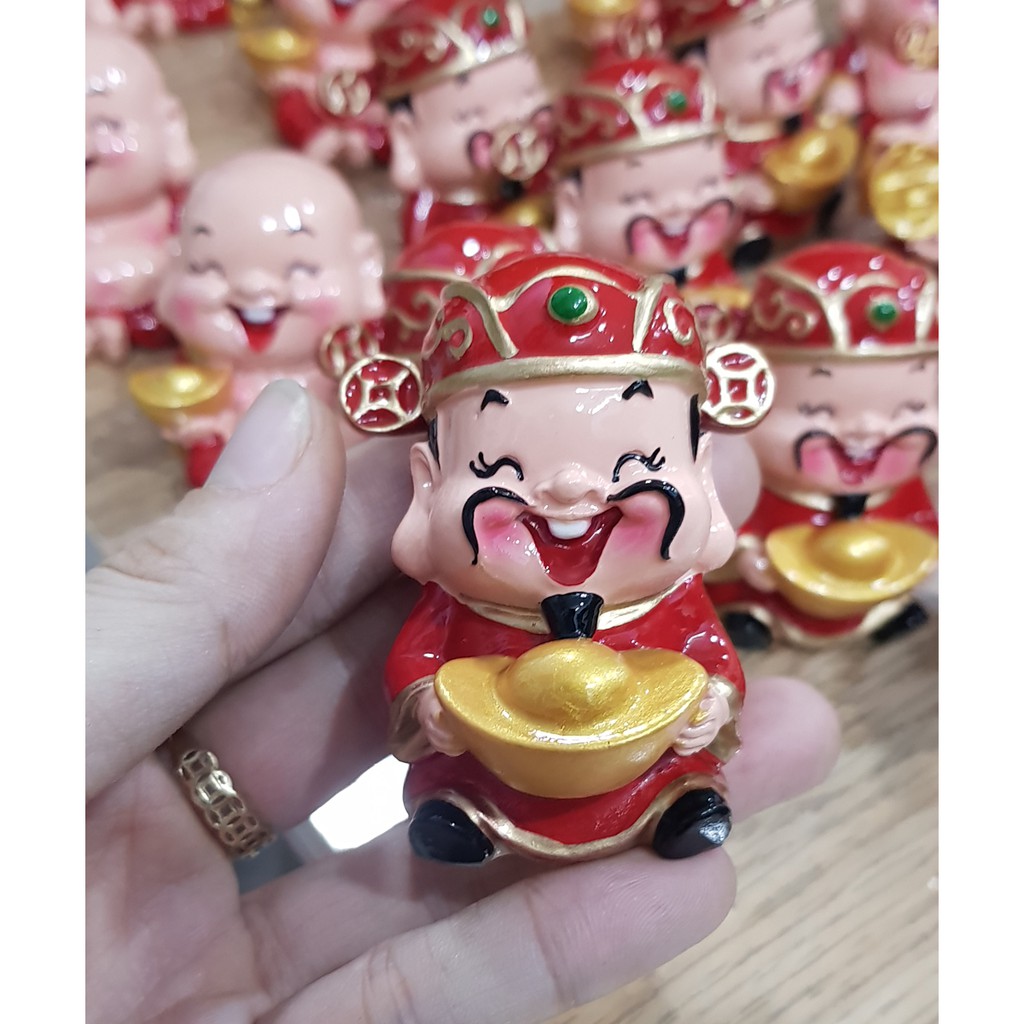 Tượng chibi Thần Tài ôm thỏi vàng may mắn 6cm