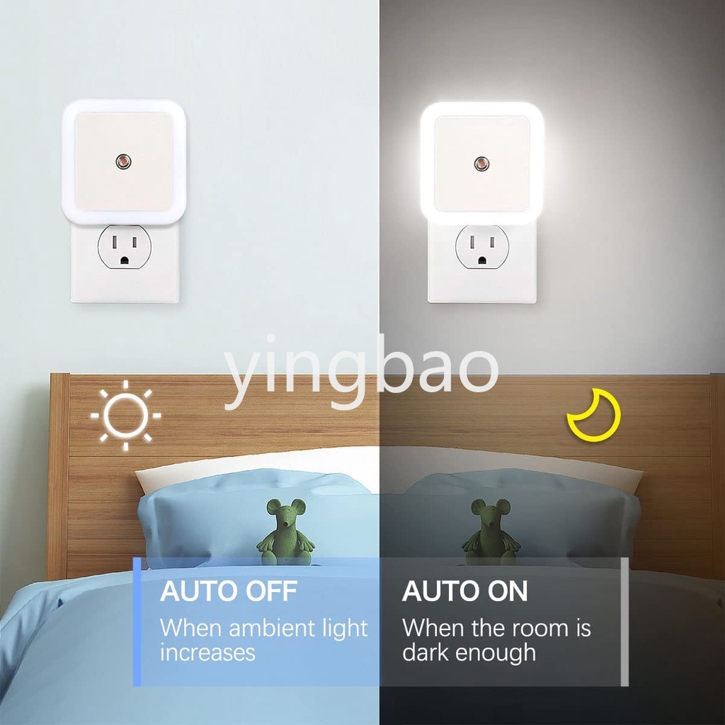 Đèn LED Cảm Biến Thông Minh Tự Động Phích Cắm Vào Ban Đêm Cho Phòng Tắm Nhà Bếp Nhà Vệ Sinh Cầu Thang