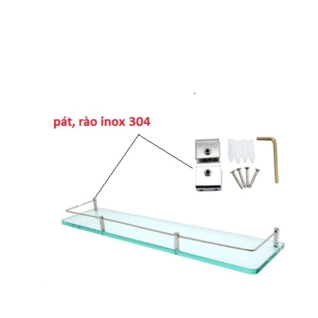 Kệ gương nhà tắm inox Pioneer loại tốt chính hãng, dài 500mm, kính cường lực dày 10ly, kệ kính cao cấp, siêu chắc chắn