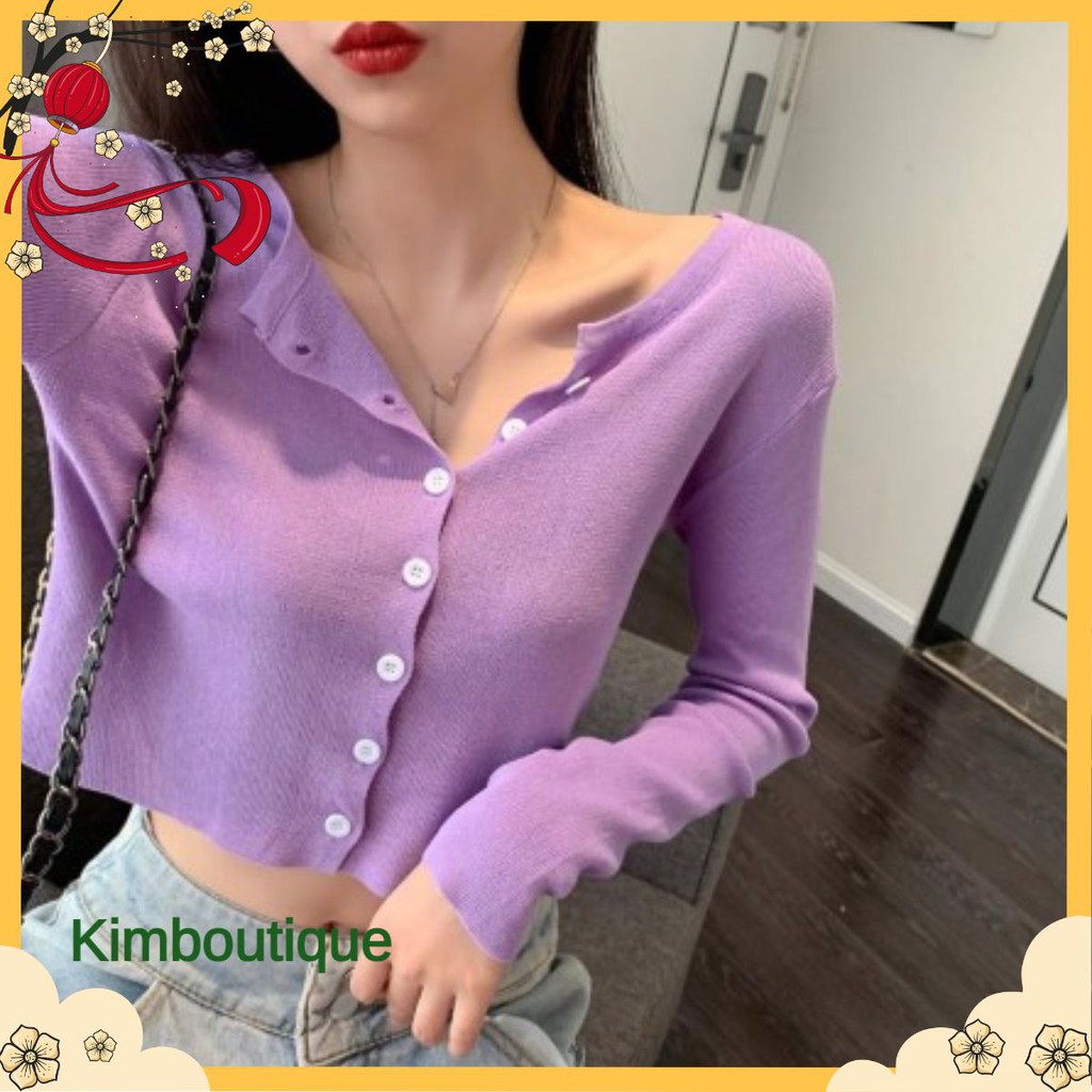 Áo Khoác Cardigan Tay Dài Dáng Rộng Màu Tím Thời Trang Mùa Hè Cho Nữ