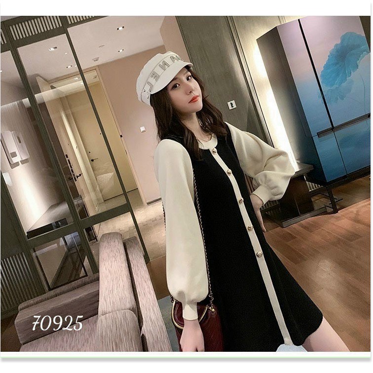 ĐẦM SUÔNG NỮ TAY DÀI BỒNG PHỐI NÚT PHONG CÁCH TIỂU THƯ SANG TRỌNG ĐỦ SIZE S M L XL XXL