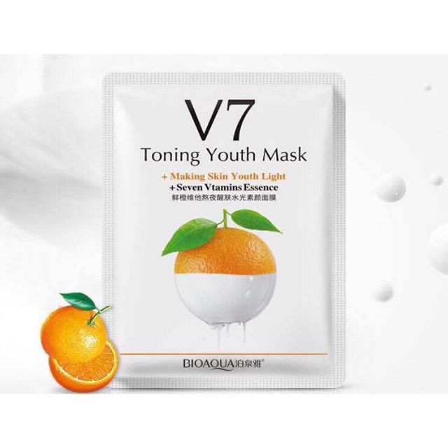 Mặt nạ giấy dưỡng da mụn cấp ẩm thải độc V7 Toning Youth Mask Bioaqua