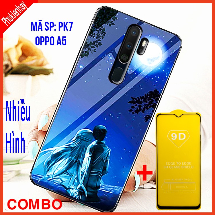 COMBO ỐP LƯNG OPPO A5 2020 (ốp lưng kính 3D + tặng kèm 1 kính cường lực 9D)