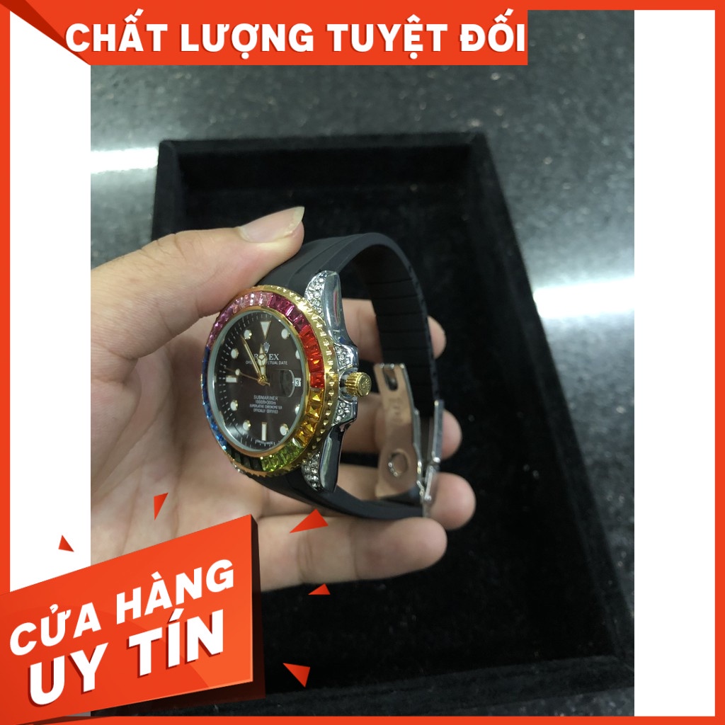 Đồng hồ Nam RL mặt tròn đính đá sang trọng máy Pin cao cấp