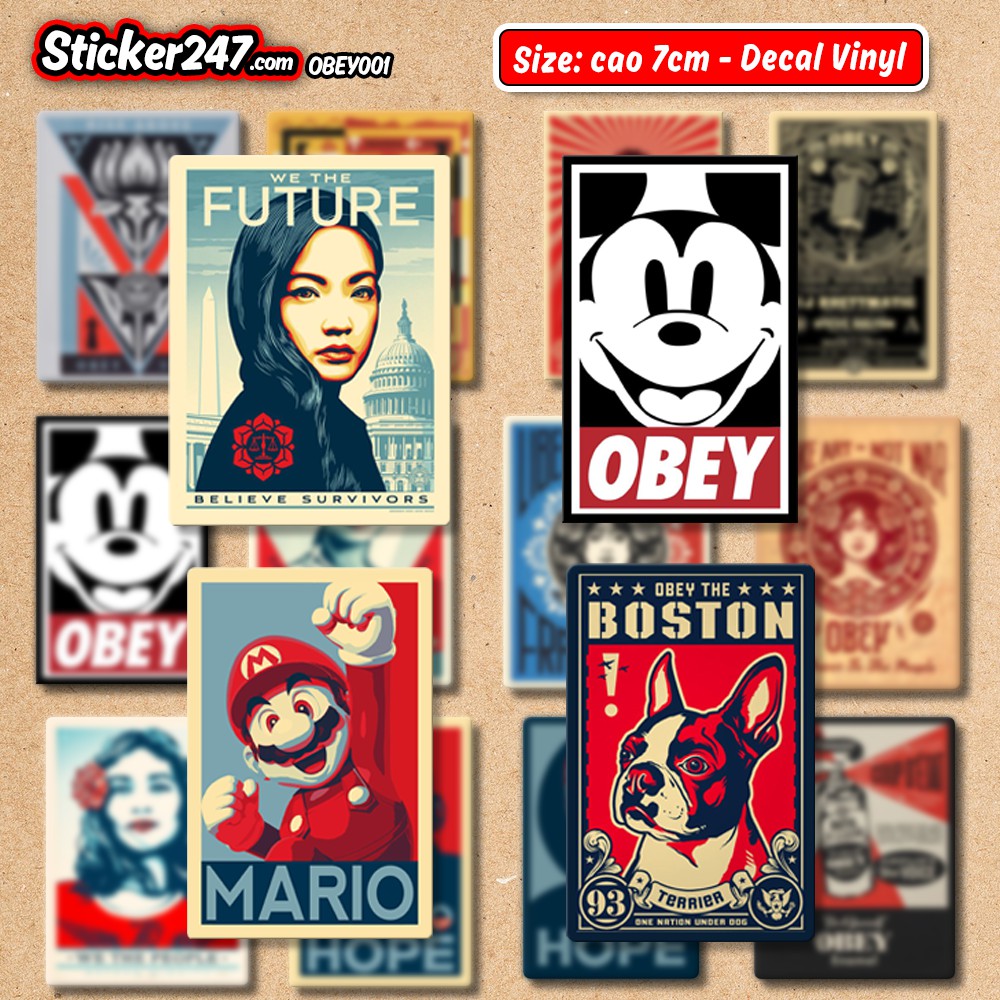 Sticker Obey 🌈Freeship chống nước sticker dán laptop, điện thoại, đàn guitar, dán mũ bảo hiểm, vali, ipad