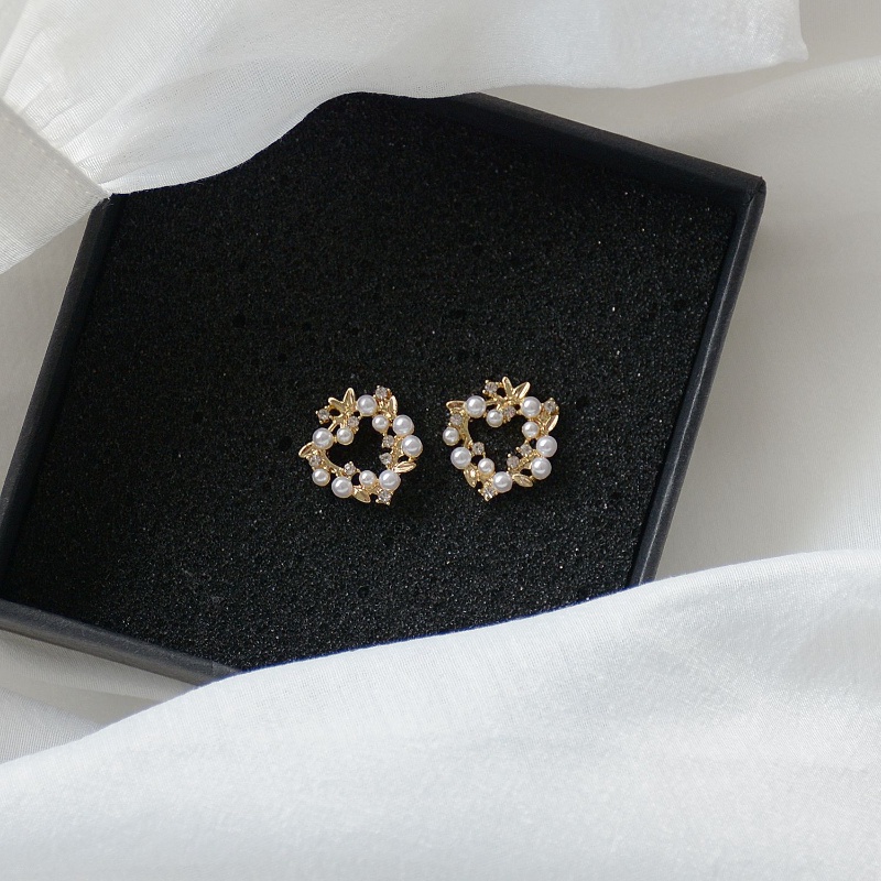 Bông Tai Mạ Bạc 925 Hình Vòng Hoa Đơn Giản Thanh Lịch