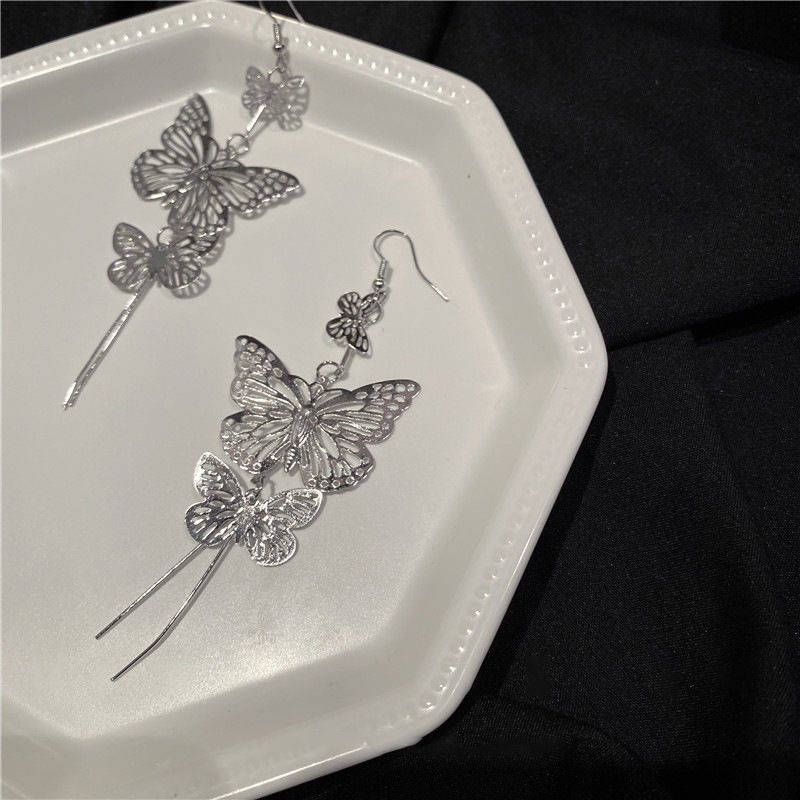 Bông Tai Dáng Dài Hình Bướm Bằng Kim Loại 22414 Cho Nữ