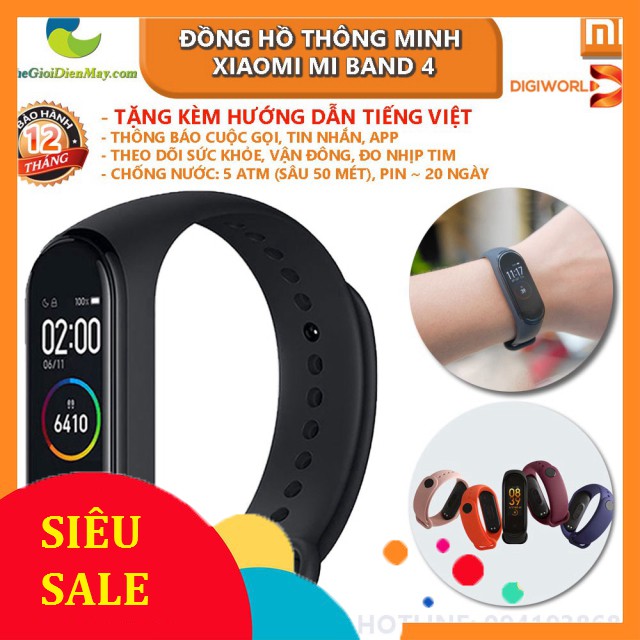 [SiêuRẻ] [Bản quốc tế] Đồng hồ thông minh Xiaomi Mi band 4 có tiếng việt Smart watch miband 4 - Bảo hành 12 tháng .