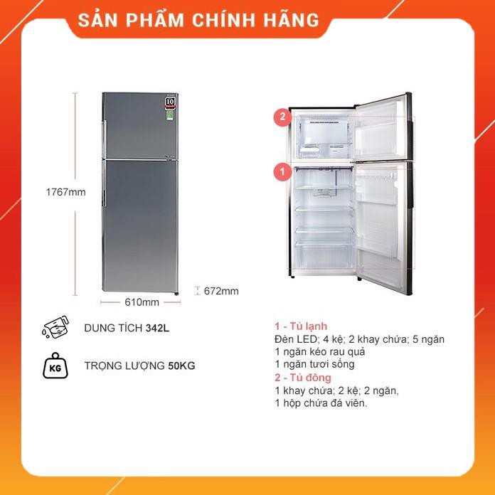 [ VẬN CHUYỂN MIỄN PHÍ KHU VỰC HÀ NỘI ] Tủ lạnh Sharp Inverter 342 lít SJ-X346E-SL