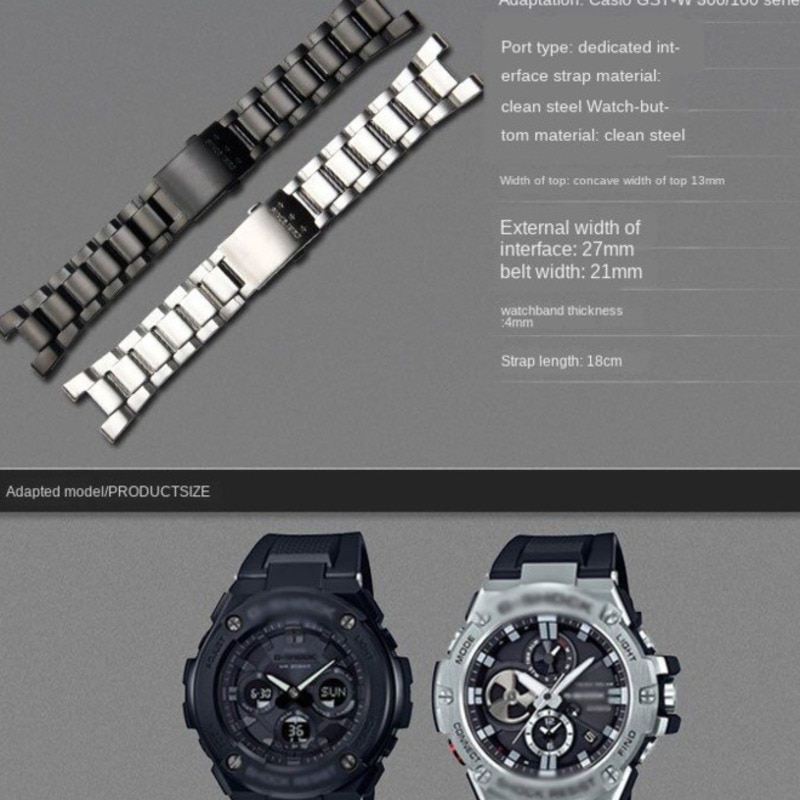 Dây Đeo Thay Thế Bằng Kim Loại Không Gỉ Cho casio g-shock gst-w300 gst-400g gst-b100 gst-210 s100d / s110d / w110