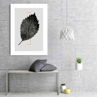 Tranh treo tường lá trắng đen, Chất liệu Canvas.