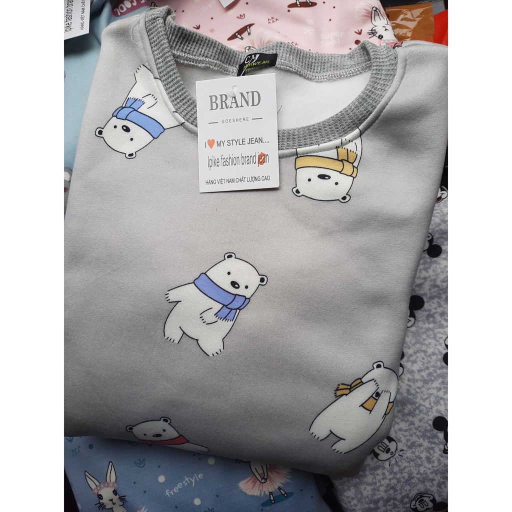 [Rẻ Vô Địch] Bộ Nỉ Lót Lông Họa Tiết Hoạt Hình Bo Gấu Siêu Đẹp, Siêu Xinh Đủ Size (Mẫu Giao Ngẫu Nhiên) | BigBuy360 - bigbuy360.vn