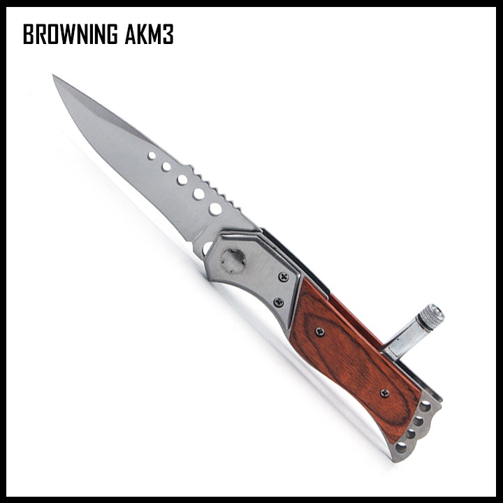 Dao phượt bấm BROWNING AKM3 cắt gọt hoa quả gấp gọn có bao đựng bỏ túi tiện lợi