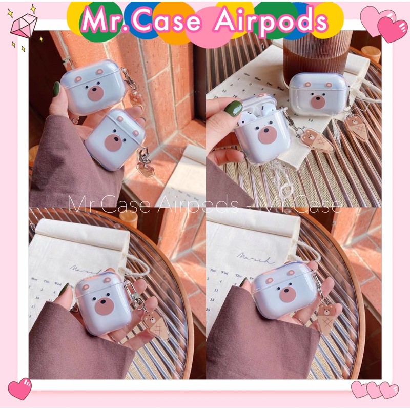 Case Airpods 1/2 Pro Hình Gấy Nâu Que Kem Móc Xinh