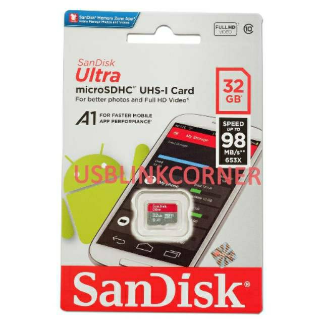 Micro Sd Sandisk Ultra Microsd 32gb A1 98mb / S Microsdhc Uhs-i