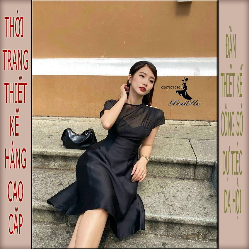[Hotsale] Đầm dáng xòe dự tiệc, dạo phố xinh yêu, cổ tròn vai đính hạt ngọc giả siêu sang siêu đẹp | BigBuy360 - bigbuy360.vn
