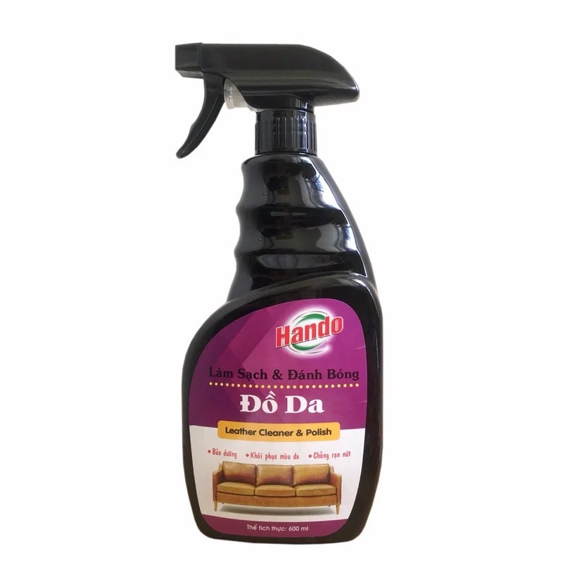 [SẠCH &amp; BÓNG ĐỒ DA] Chai xịt làm sạch và đánh bóng đồ da Hando 600ml