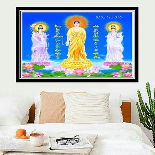 Tranh Đính Đá Phật - Tam Thế Phật 83 x 75CM - Tranh Đá Venus VS469