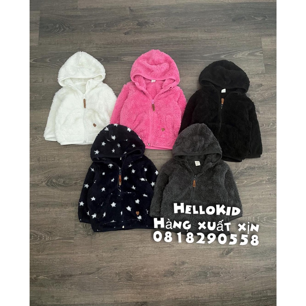 A625 - Áo khoác lông cừu kéo khoá có mũ Yamp Kid