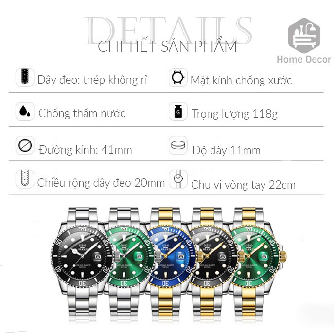 Đồng hồ đeo tay nam Olevs chống nước sang trọng, chống nước, chống xước bảo hành 2 năm. | BigBuy360 - bigbuy360.vn
