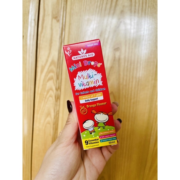 Bộ 3 sản phẩm mini drops Nature aid 50ml bổ sung DHA, multivitamin và tăng đề kháng cho bé 3 tháng đến 5 tuổi