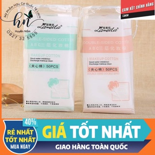 Bông tẩy trang 3 lớp- bông tẩy trang 50 miếng