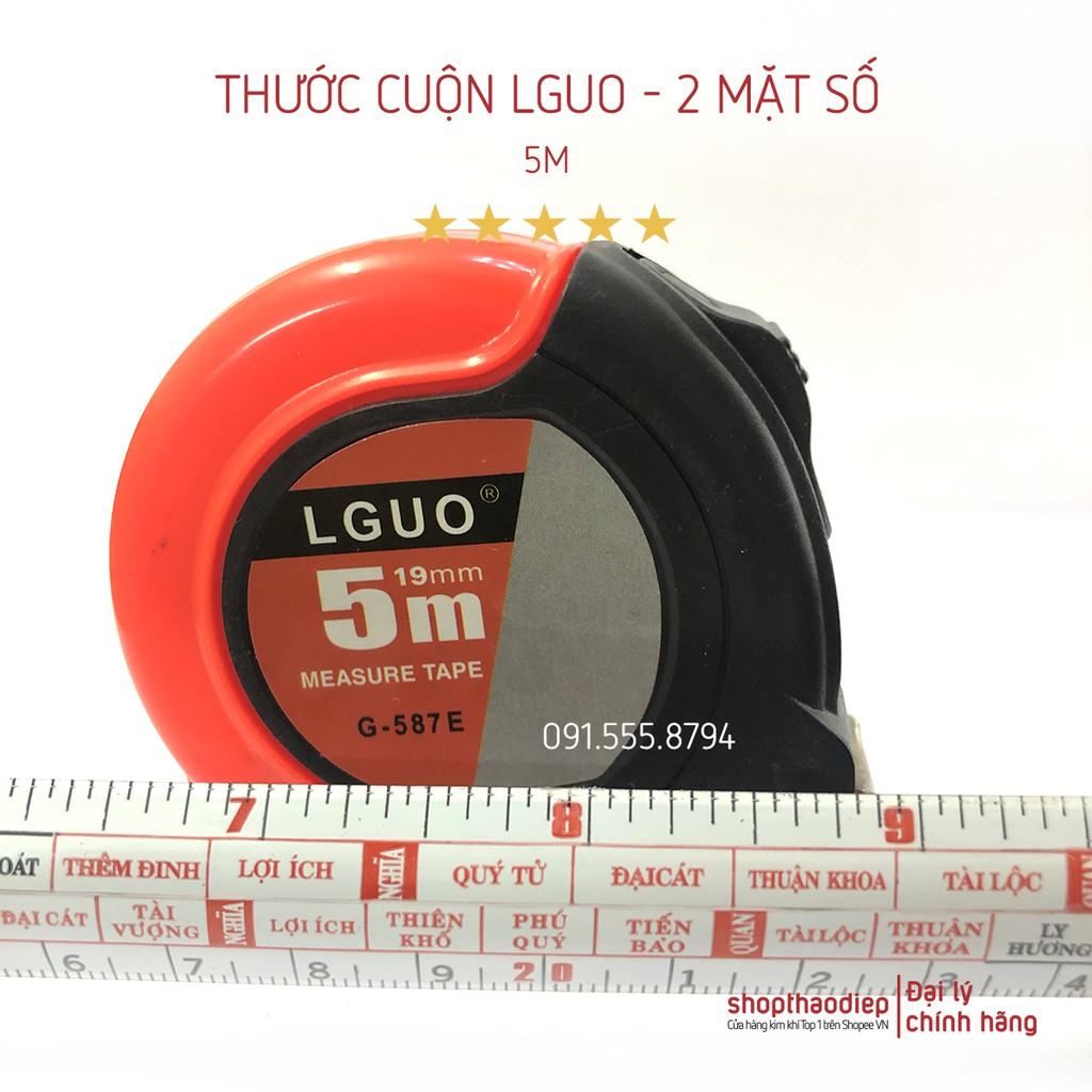 [HÀNG XỊN] Thước Cuộn 5m - 7.5m LGUO 2 mặt số bản 25mm, Thước Dây LGUO Số To và Lỗ Ban