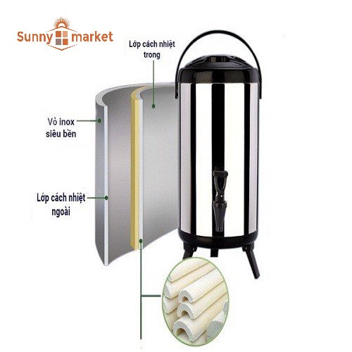 Bình ủ trà giữ nhiệt inox cao cấp 8 lít, Bình cho cửa hàng quán cafe - trà sữa, bình giữ nhiệt lớn
