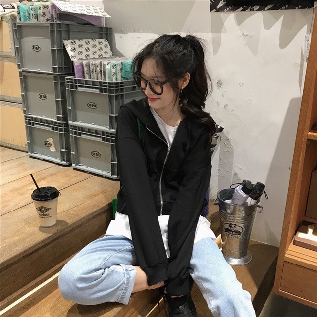 [Mã FATHANG5 giảm 10K đơn 50K]  Áo khoác nỉ dáng ngắn style korea | BigBuy360 - bigbuy360.vn