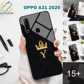 Ốp lưng kính điện thoại Oppo A31 2020 hình chữ cái vân đá cẩm thạch