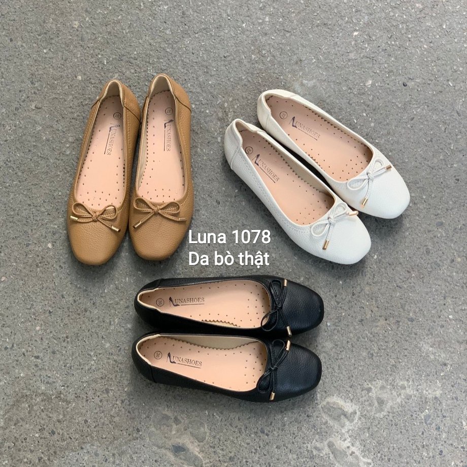 Giày bệt nữ mũi vuông da bò mềm êm chân Lunashoes (1078) mũi vuông hàng cao cấp nhiều màu (BH 24TH)