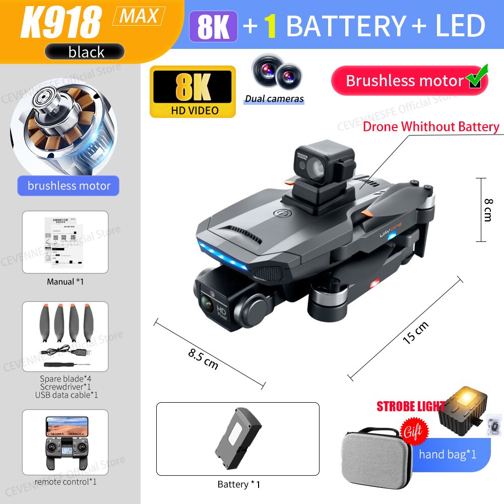 Flycam mini K918 Pro Max - Máy bay điều khiển từ xa trang bị cảm biếm chống va chạm trên không, flycam 4k | BigBuy360 - bigbuy360.vn