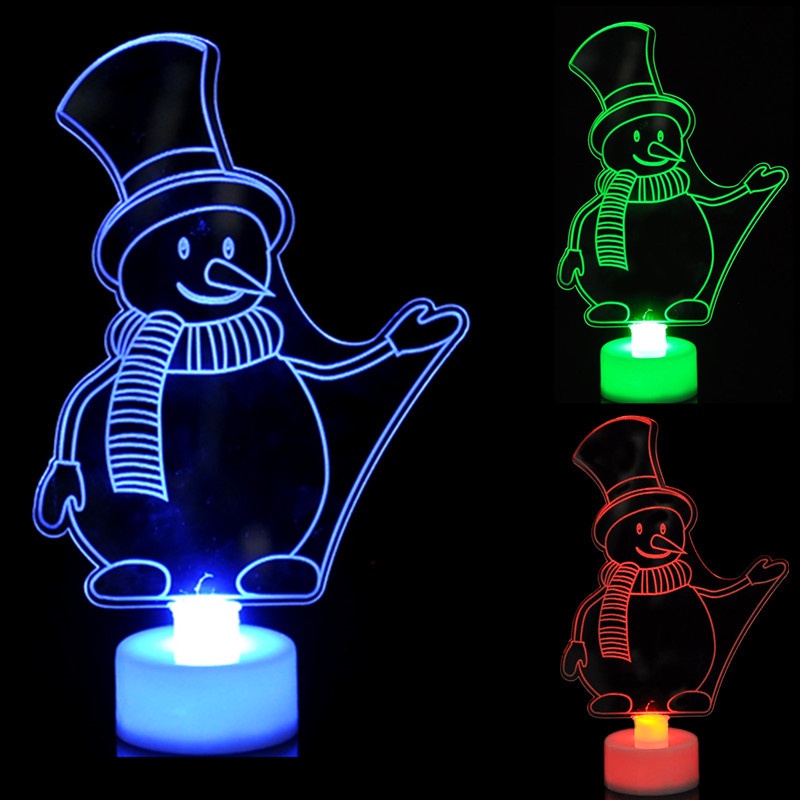 Đèn Ngủ Bằng Acrylic Hình Người Tuyết / Ông Già Noel Nhiều Màu Sắc Trang Trí Giáng Sinh