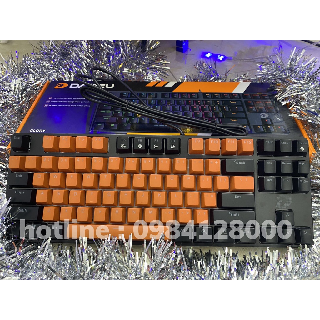 [Mã 44ELSALE2 giảm 7% đơn 300K] Bàn phím cơ Dareu EK87- Đèn led raibown - Mix keycap - Bảo hành 24 tháng - Lỗi 1 đổi 1