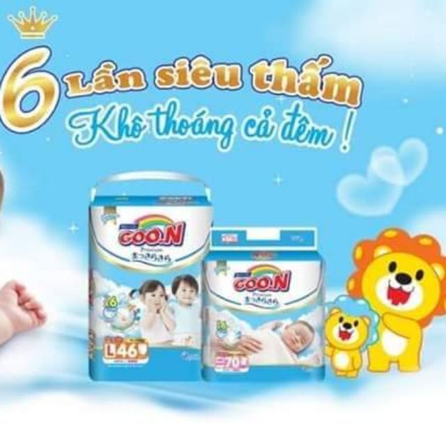 (Cắt tem)Bỉm Goon Premium đủ size dán S64/ M60/L50/xl46 - Quần M56/L46/ Xl42/XXL36