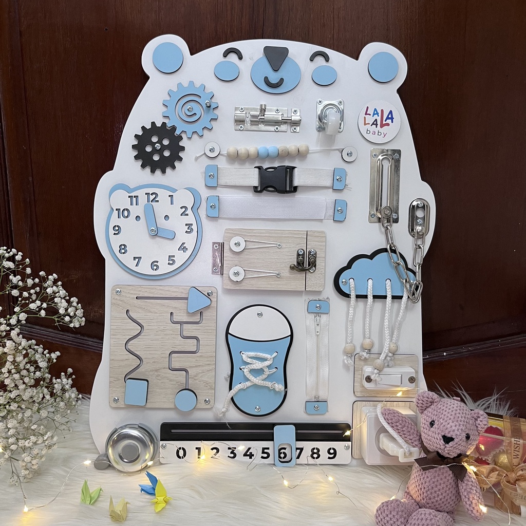 Bảng bận rộn - Busy board rèn luyện vận động tinh anh hình con vật đáng yêu thương hiệu Lalala baby .