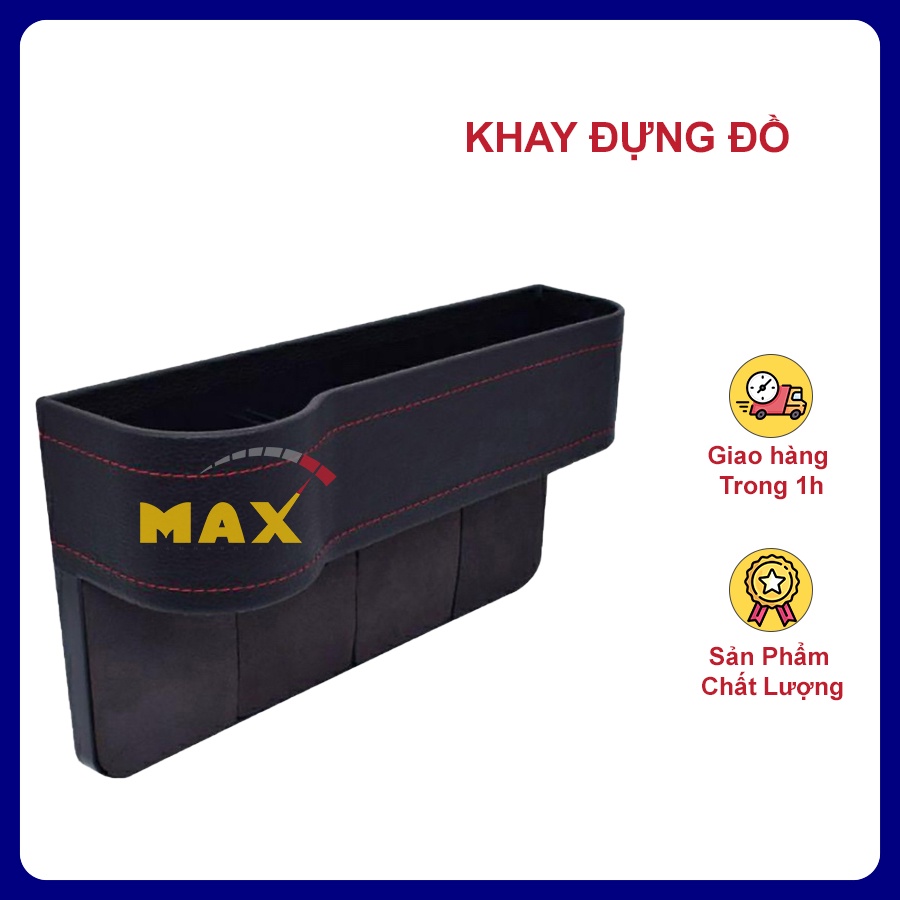 Khay Đựng Đồ Khe Ghế Ô Tô Tài Và Phụ MAX STORE Bọc Da Cao Cấp Sang Trọng Kích Thước 26x8x17cm