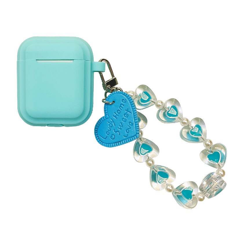 Vỏ bảo vệ hộp sạc tai nghe bằng silicon màu trơn hình trái tim chống rơi thích hợp cho Airpods 1 2 3 pro