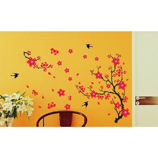 Decal dán Tết - Cành đào đỏ chào xuân