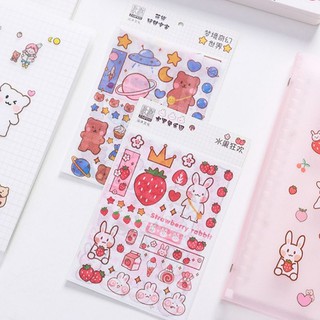 Bộ 4 tấm sticker gấu/thỏ Cartoon Pet 🐰🐻