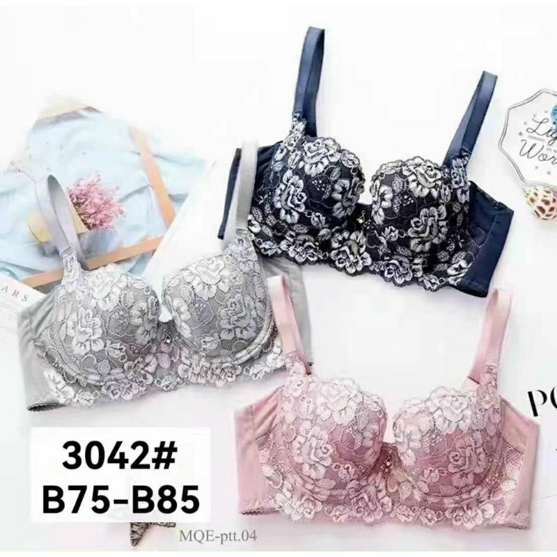 Áo lót ren mút mỏng có gọng ren thêu hoa 3D