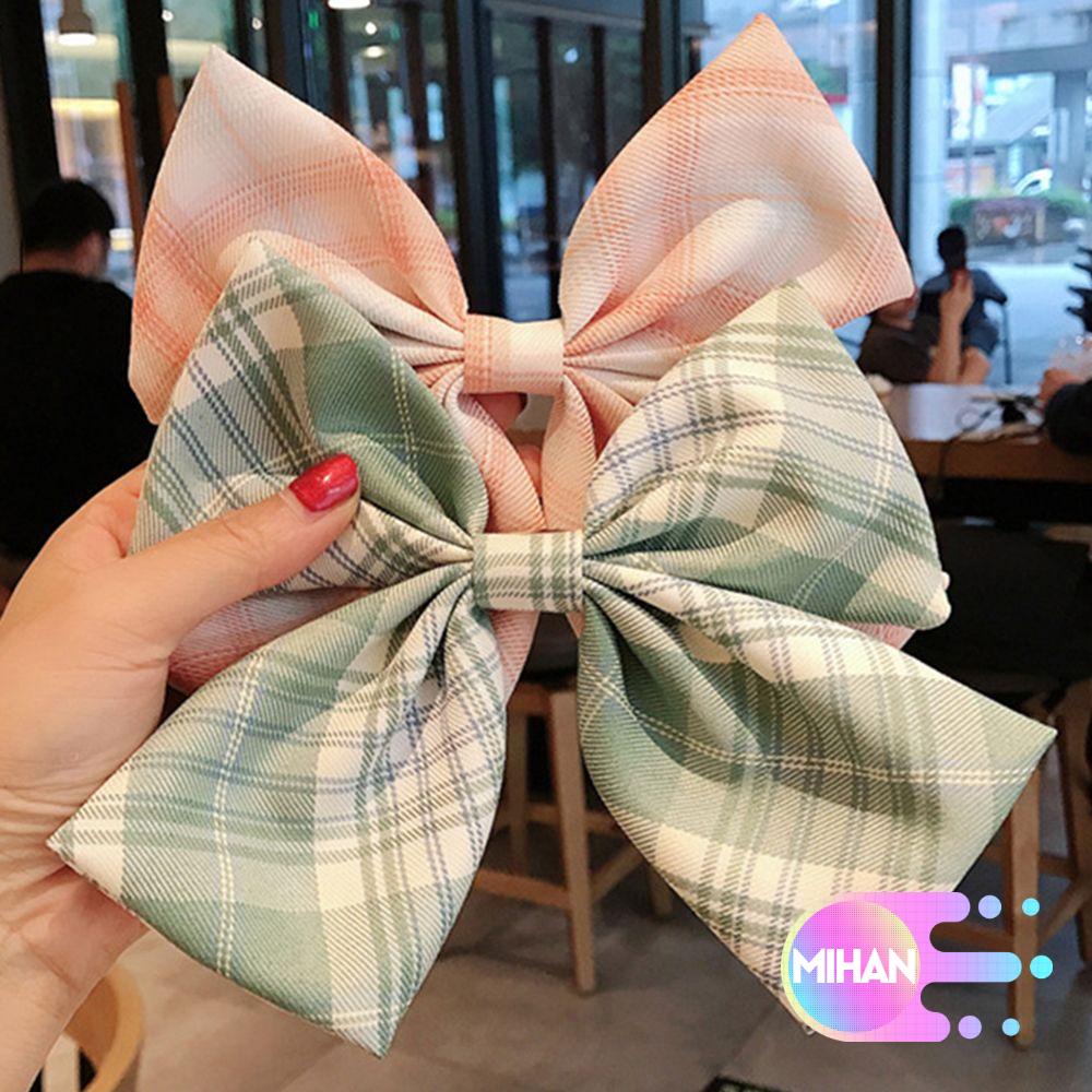 Kẹp Tóc Nơ Họa Tiết Kẻ Sọc 12 Màu Thời Trang Cho Nữ