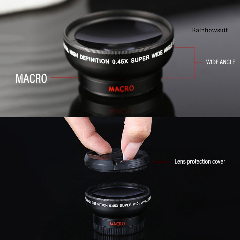 Ống kính 0.45X góc rộng 2 trong 1 kích thước 0.49mm cho điện thoại
