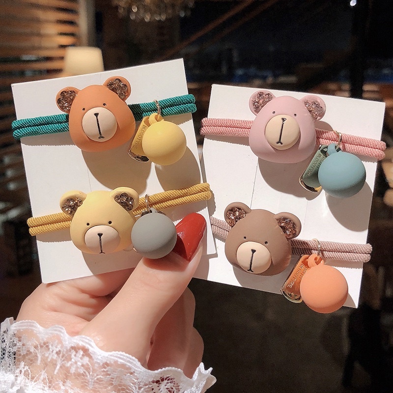 Dây cột tóc gấu đính đá hạt nhám siêu xinh phong cách hàn quốc