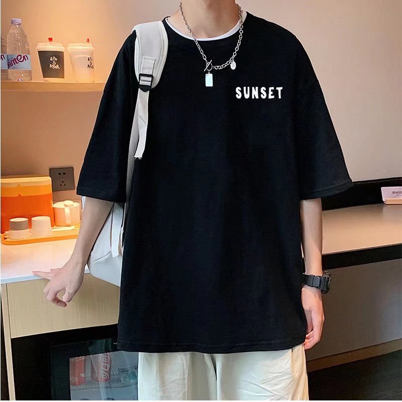 Áo Thun Tay Ngắn Cổ Tròn In Chữ Size M-5XL Phong Cách Hàn Quốc Thời Trang Cho Nam