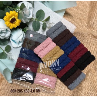 set 20 sợi thun cột tóc trơn - chun buộc tóc loại tốt (d = 4.0 cm)