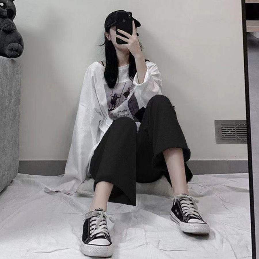Quần thẳng ống rộng lưng cao dáng suông thời trang mùa hè phong cách thường ngày dành cho bạn nữ