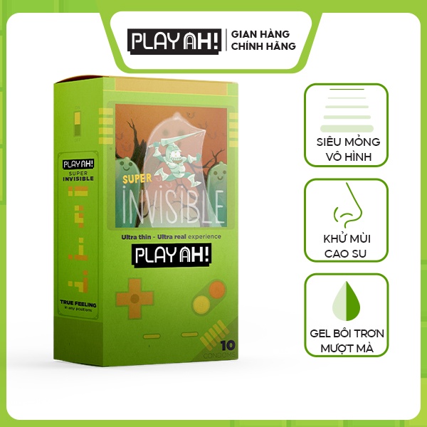 [Mua Kèm Deal 0Đ] Bao Cao Su PLAYAH Super Invisible Siêu Mỏng Hộp 10