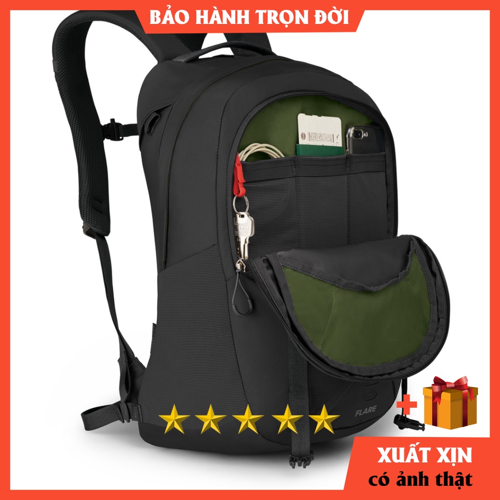 Balo laptop XỊN Balo Osprey Flare cao cấp ⚡️ [ HÀNG XUẤT DƯ ]  Màu đen duy nhất