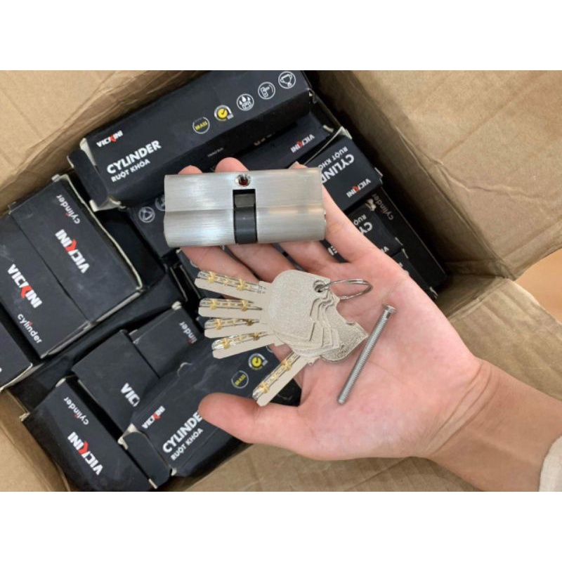 Ruột khoá VICKINI cửa tay gạt sảnh hàng cao cấp 2 đầu chìa ( loại nhỏ 29mm X 70mm )